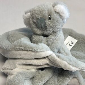 🐥 Kelly Toys - NWOT - Gray Plush lovey security Blanket with koala rattle